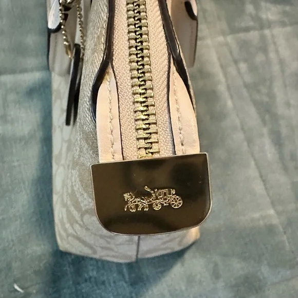 Coach Khaki Signature Canvas Satchel with Chalk Trim - Picture 6 of 6